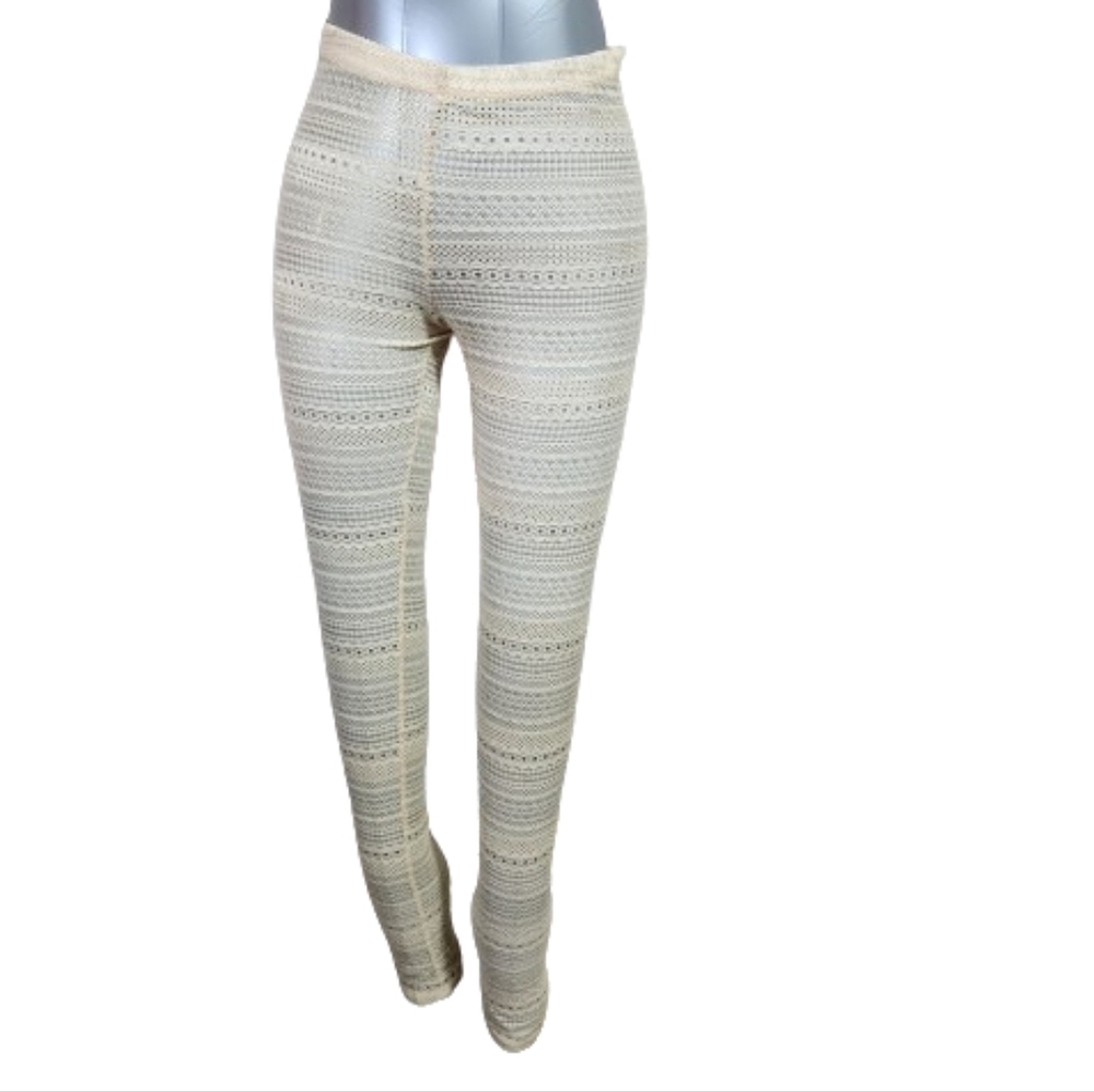 See you Monday sheer skinny lace streched legging color cream size medium